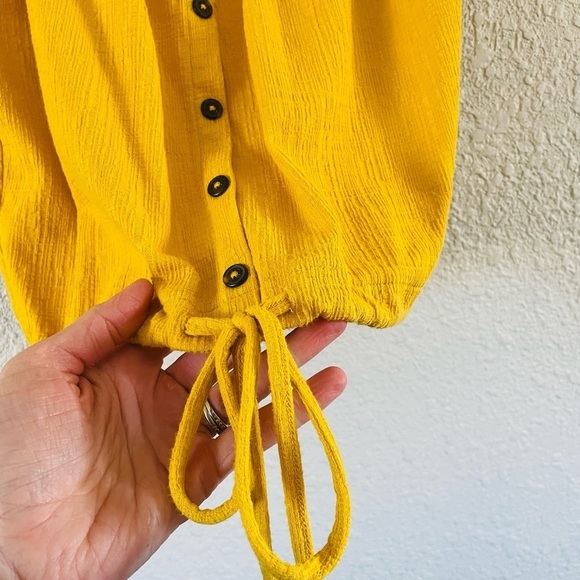 Madewell Yellow Tie Front Top - Picture 8 of 9